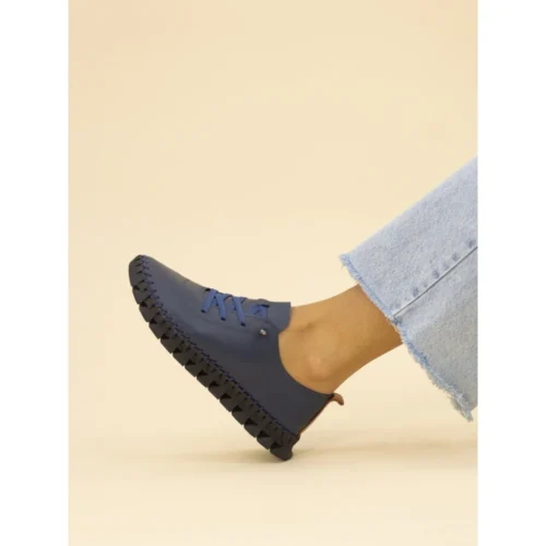 LUNAR St Austell Navy And Black Leather Plimsoll -Slipper Supply Store st austell navy and black leather plimsoll p7076 412521 image