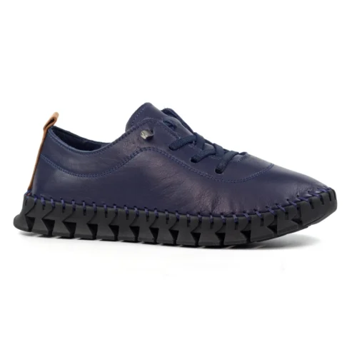 LUNAR St Austell Navy And Black Leather Plimsoll -Slipper Supply Store st austell navy and black leather plimsoll p7076 412527 image
