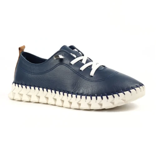 LUNAR St Austell Navy Leather Plimsoll -Slipper Supply Store st austell navy leather plimsoll p6796 386291 image