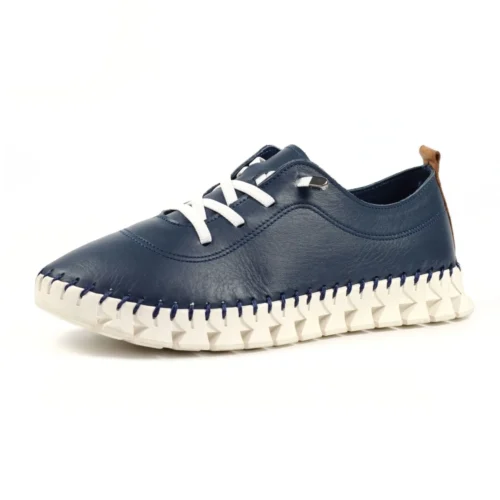 LUNAR St Austell Navy Leather Plimsoll -Slipper Supply Store st austell navy leather plimsoll p6796 386297 image