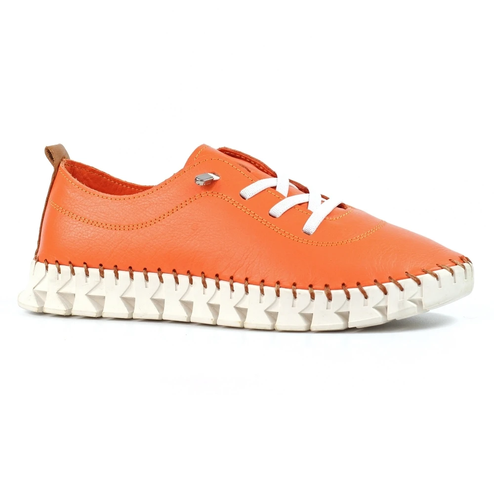 LUNAR St Austell Orange Leather Plimsoll 4 LUNAR St Austell Orange Leather Plimsoll - Image 4