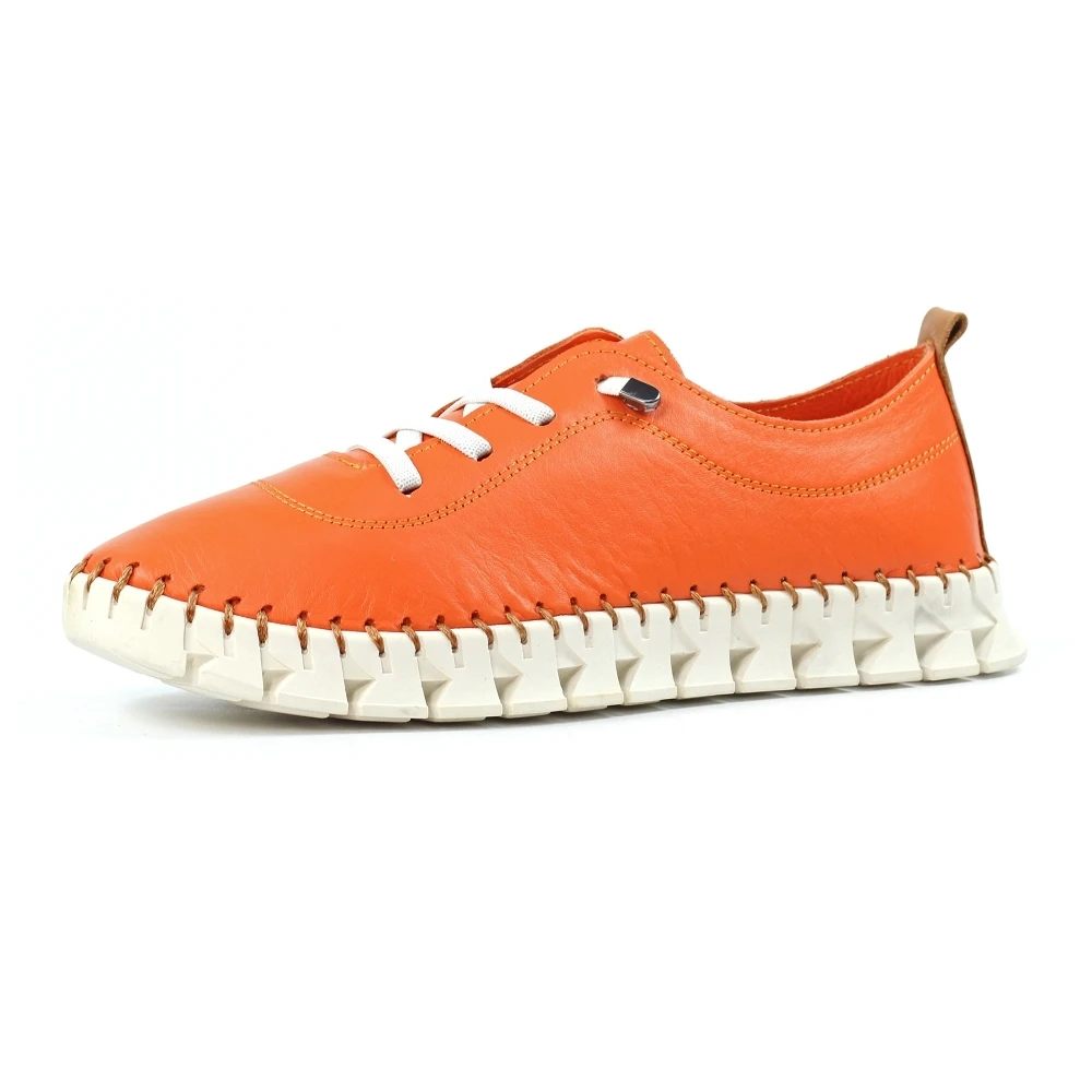 LUNAR St Austell Orange Leather Plimsoll 5 LUNAR St Austell Orange Leather Plimsoll - Image 5