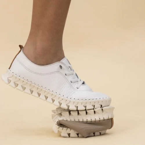 LUNAR St Austell White Leather Plimsoll -Slipper Supply Store st austell white leather plimsoll p6799 386453 image