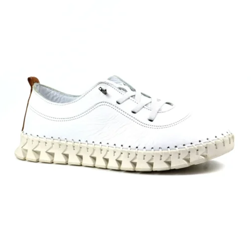 LUNAR St Austell White Leather Plimsoll -Slipper Supply Store st austell white leather plimsoll p6799 386459 image