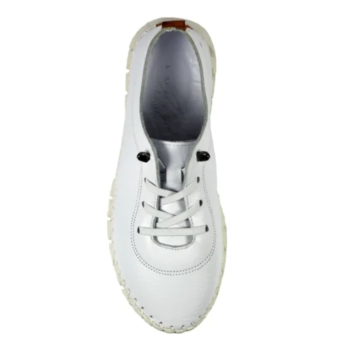LUNAR St Austell White Leather Plimsoll -Slipper Supply Store st austell white leather plimsoll p6799 386477 image