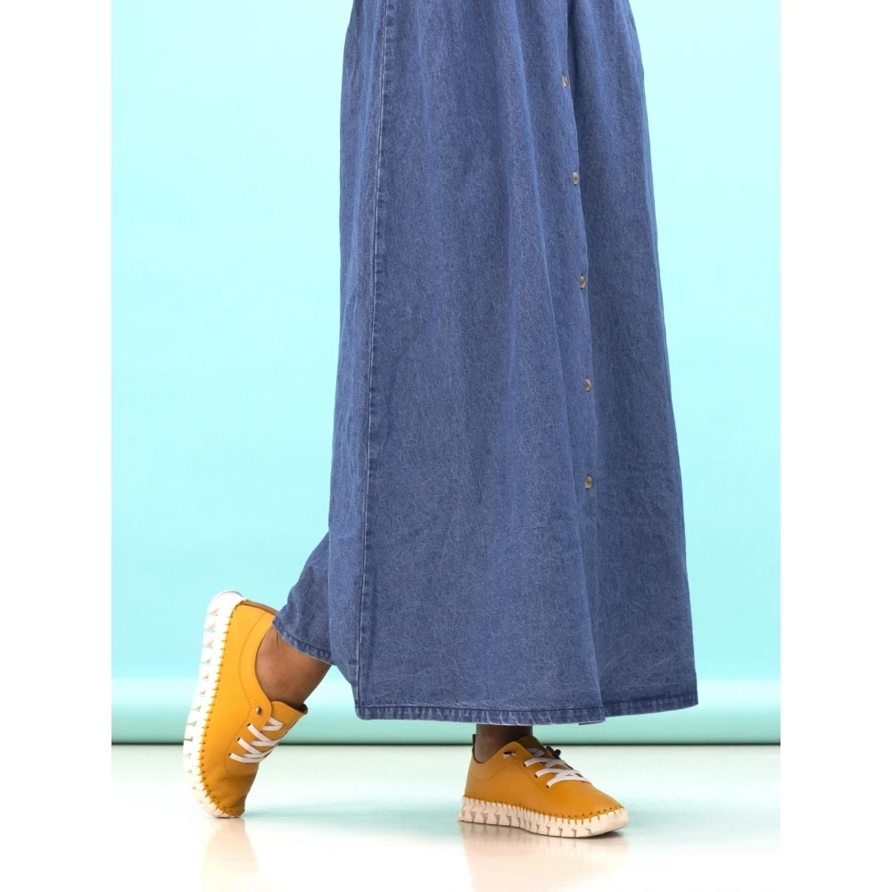 LUNAR St Austell Yellow Leather Plimsoll 2 LUNAR St Austell Yellow Leather Plimsoll - Image 2