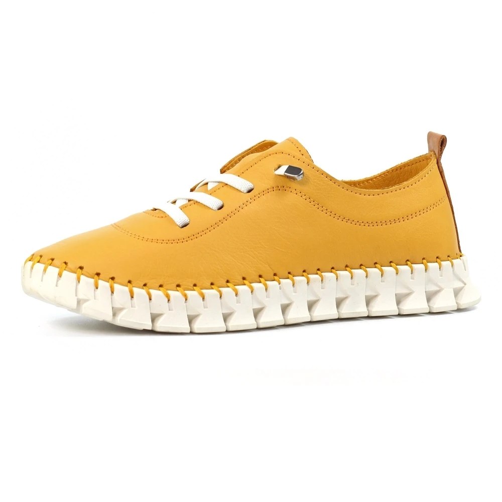 LUNAR St Austell Yellow Leather Plimsoll 4 LUNAR St Austell Yellow Leather Plimsoll - Image 4
