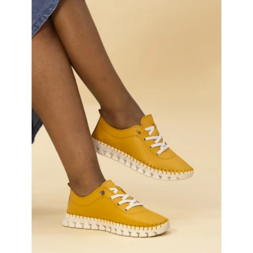 LUNAR St Austell Yellow Leather Plimsoll 12 LUNAR St Austell Yellow Leather Plimsoll -Slipper Supply Store st austell yellow leather plimsoll p7314 419616 image