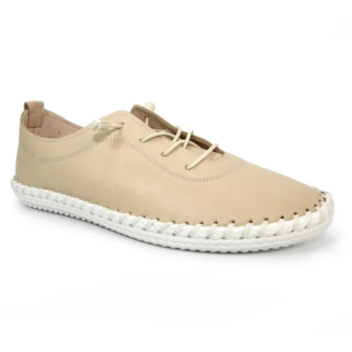 LUNAR St. Ives Beige Leather Plimsoll -Slipper Supply Store st ives beige leather plimsoll p5915 354860 image