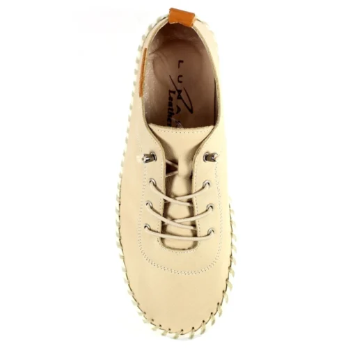 LUNAR St. Ives Beige Leather Plimsoll -Slipper Supply Store st ives beige leather plimsoll p5915 354890 image