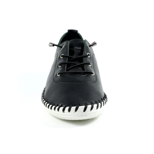 LUNAR St. Ives Black Leather Plimsoll -Slipper Supply Store st ives black leather plimsoll p5914 354836 image