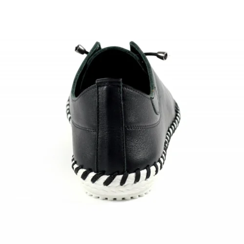 LUNAR St. Ives Black Leather Plimsoll -Slipper Supply Store st ives black leather plimsoll p5914 354842 image