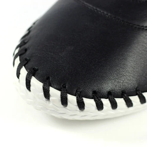 LUNAR St. Ives Black Leather Plimsoll -Slipper Supply Store st ives black leather plimsoll p5914 354848 image