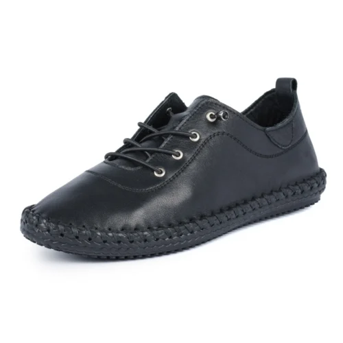 LUNAR St. Ives Black Sole Leather Plimsoll 11 LUNAR St. Ives Black Sole Leather Plimsoll -Slipper Supply Store st ives black sole leather plimsoll p5924 355142 image