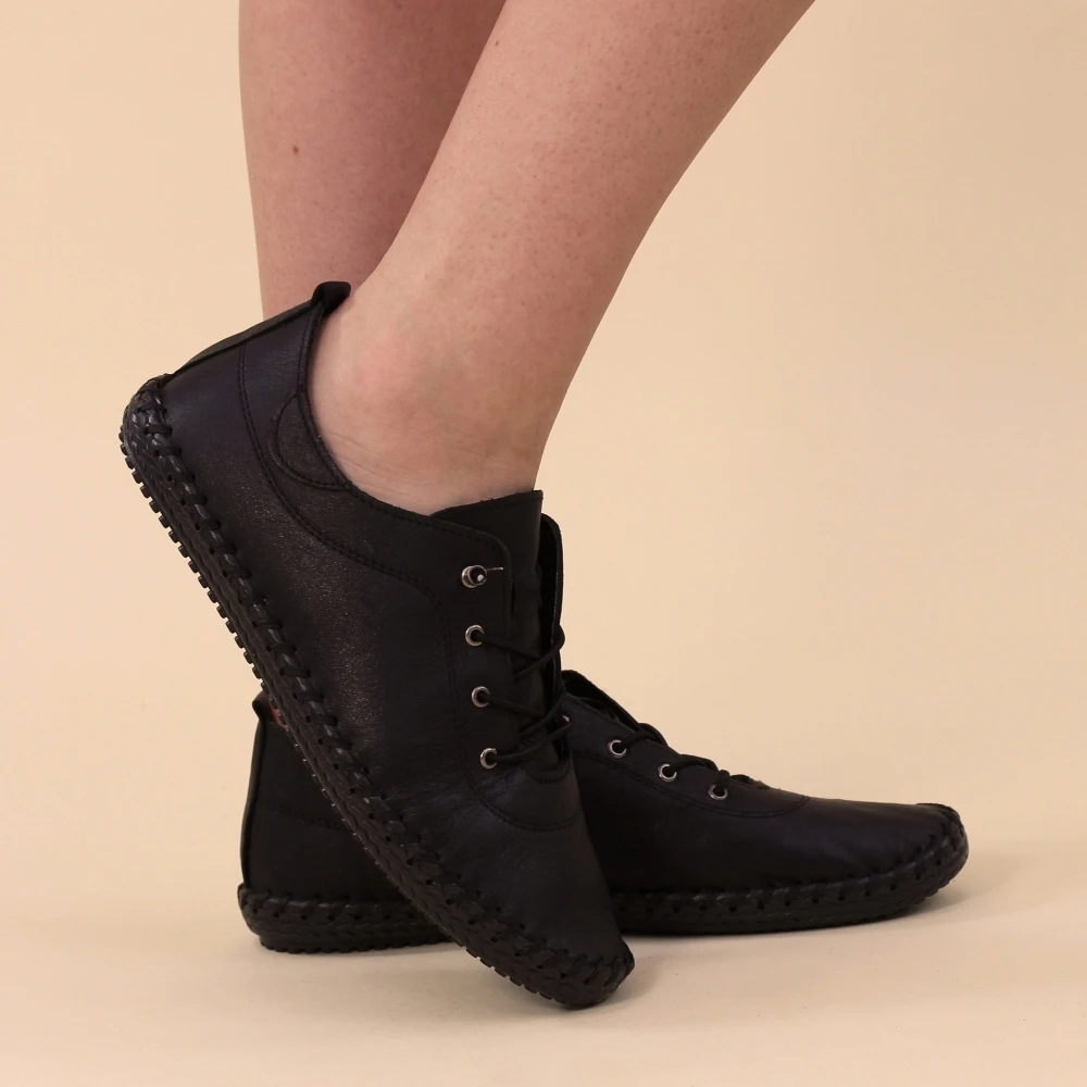 LUNAR St. Ives Black Sole Leather Plimsoll 2 LUNAR St. Ives Black Sole Leather Plimsoll - Image 2