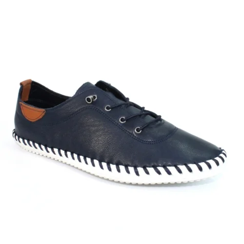 LUNAR St. Ives Blue Leather Plimsoll -Slipper Supply Store st ives blue leather plimsoll p5917 355262 image