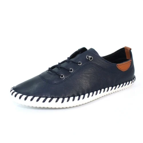 LUNAR St. Ives Blue Leather Plimsoll -Slipper Supply Store st ives blue leather plimsoll p5917 355274 image