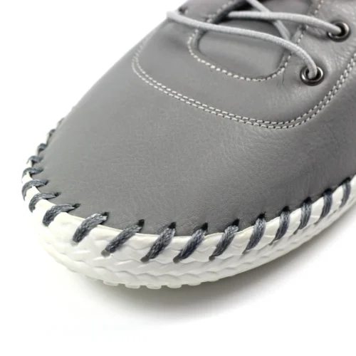 LUNAR St. Ives Grey Leather Plimsoll -Slipper Supply Store st ives grey leather plimsoll p5906 354476 image