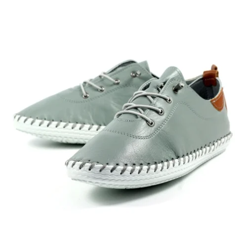 LUNAR St. Ives Grey Leather Plimsoll -Slipper Supply Store st ives grey leather plimsoll p5906 365932 image