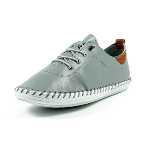 LUNAR St. Ives Grey Leather Plimsoll -Slipper Supply Store st ives grey leather plimsoll p5906 365944 image