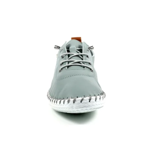 LUNAR St. Ives Grey Leather Plimsoll -Slipper Supply Store st ives grey leather plimsoll p5906 365962 image