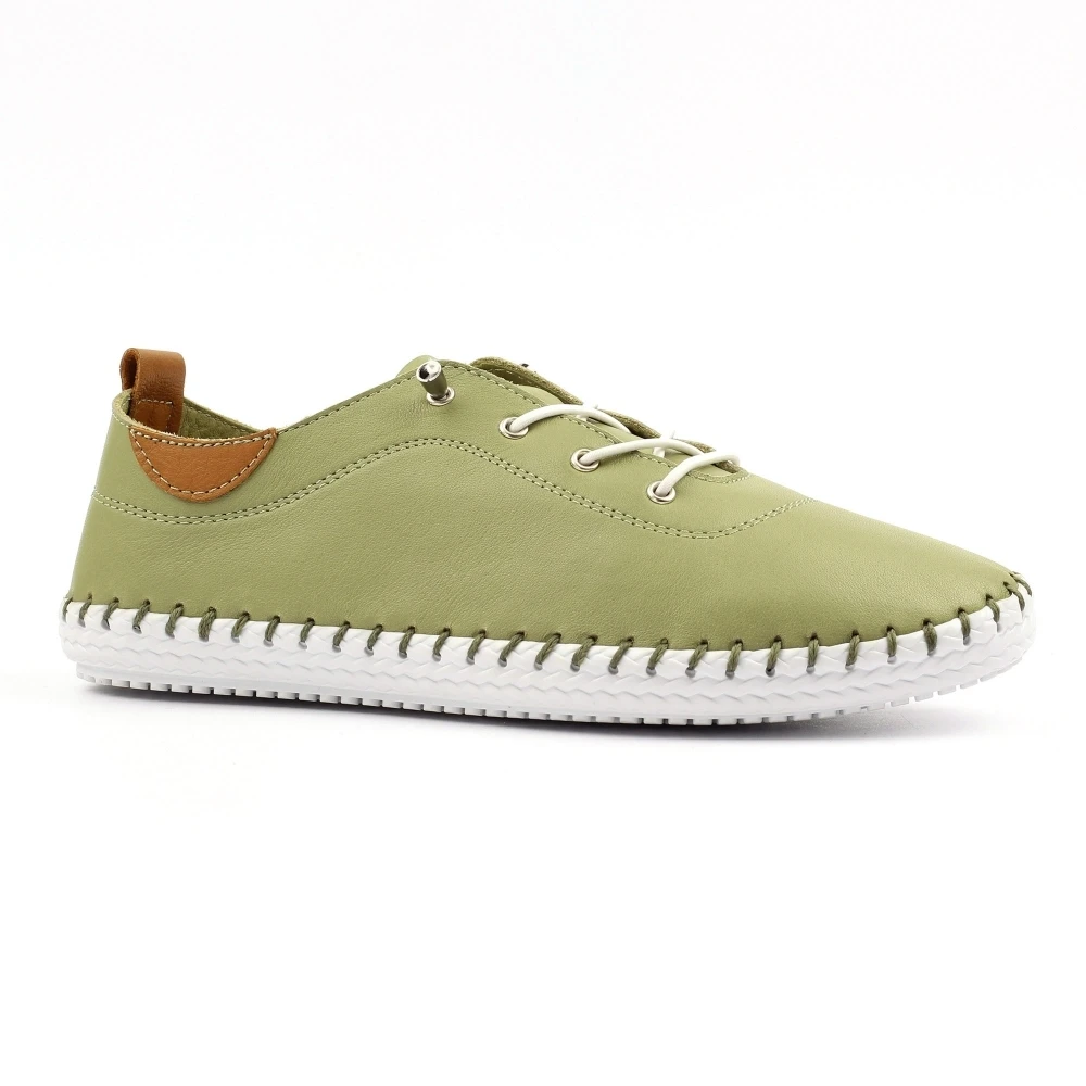 LUNAR St Ives Khaki Leather Plimsoll 2 LUNAR St Ives Khaki Leather Plimsoll - Image 2