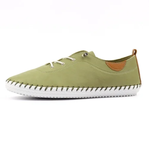 LUNAR St Ives Khaki Leather Plimsoll 10 LUNAR St Ives Khaki Leather Plimsoll -Slipper Supply Store st ives khaki leather plimsoll p5687 429777 image