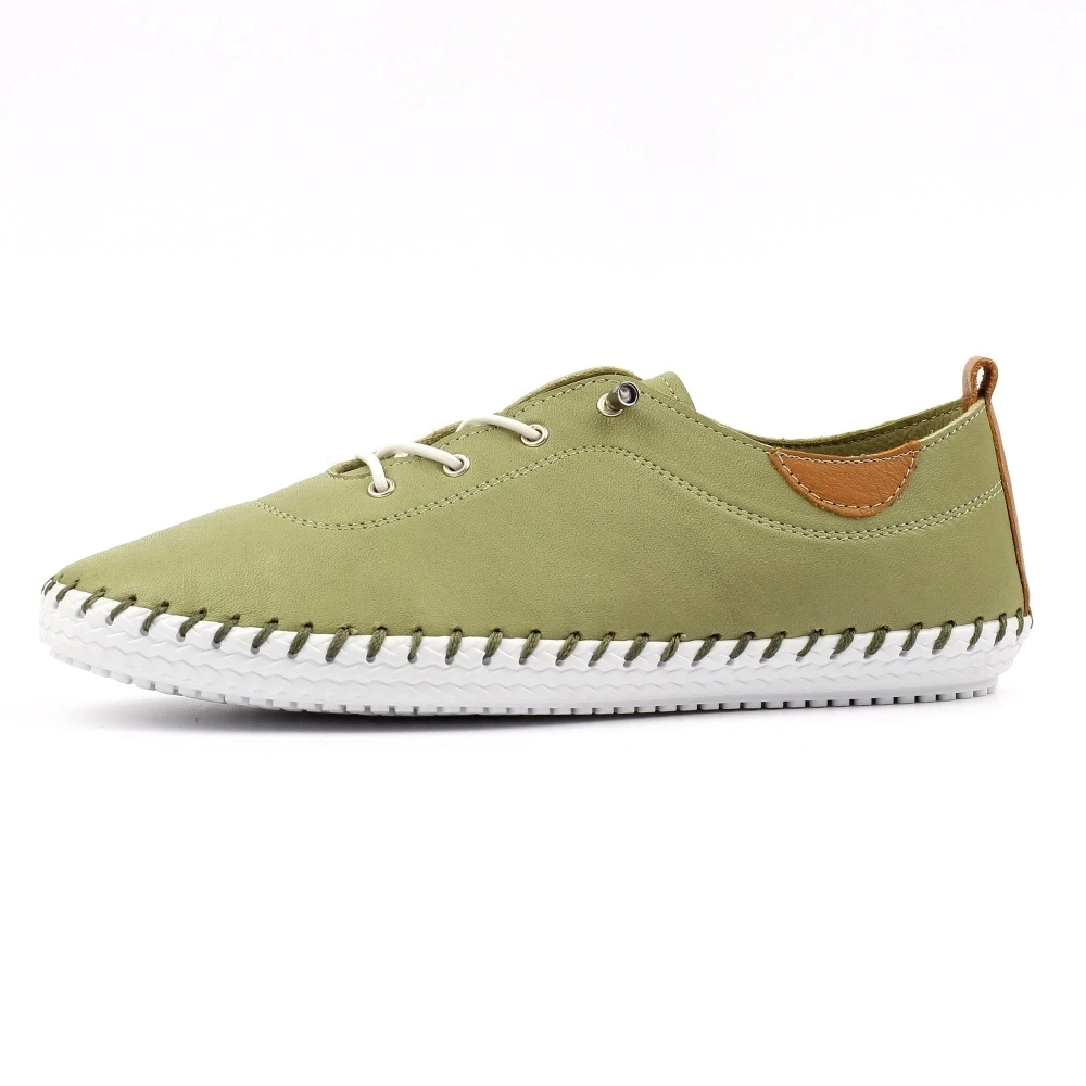 LUNAR St Ives Khaki Leather Plimsoll 3 LUNAR St Ives Khaki Leather Plimsoll - Image 3
