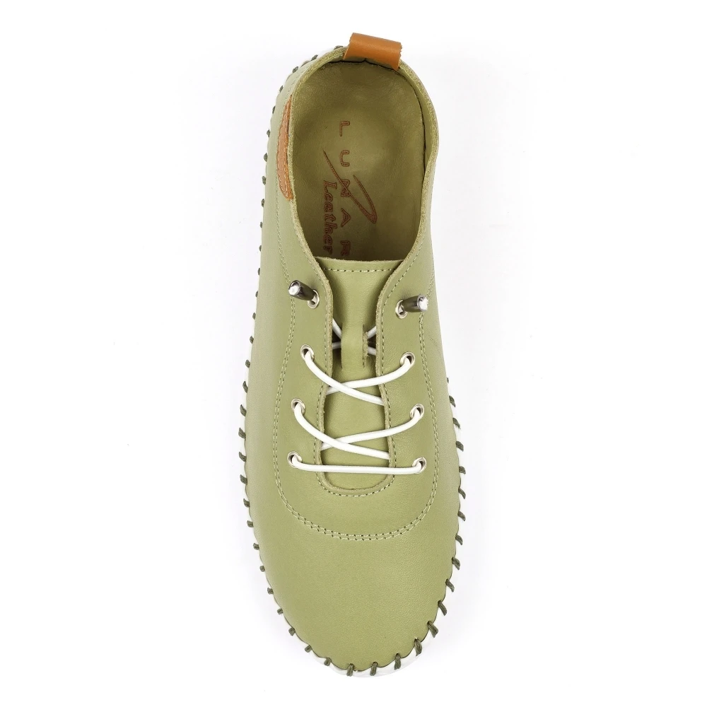 LUNAR St Ives Khaki Leather Plimsoll 7 LUNAR St Ives Khaki Leather Plimsoll - Image 7