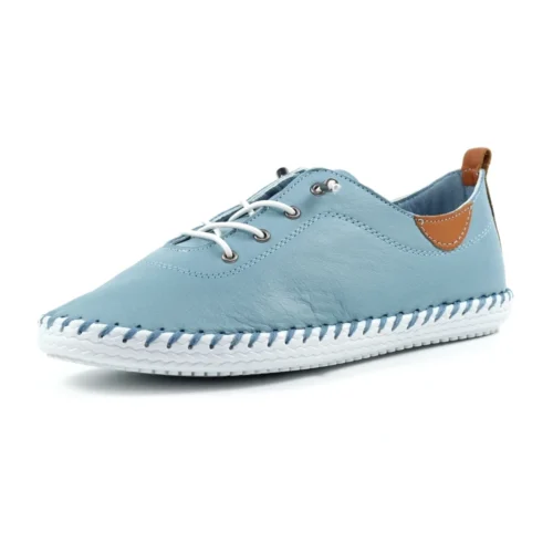 LUNAR St. Ives Light Blue Leather Plimsoll -Slipper Supply Store st ives light blue leather plimsoll p6288 372383 image