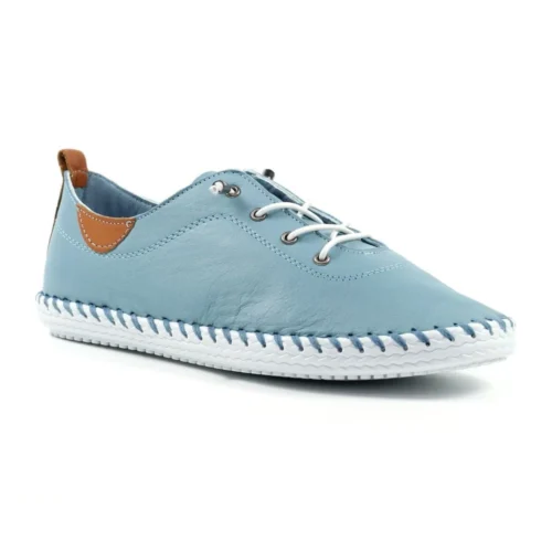 LUNAR St. Ives Light Blue Leather Plimsoll -Slipper Supply Store st ives light blue leather plimsoll p6288 374193 image