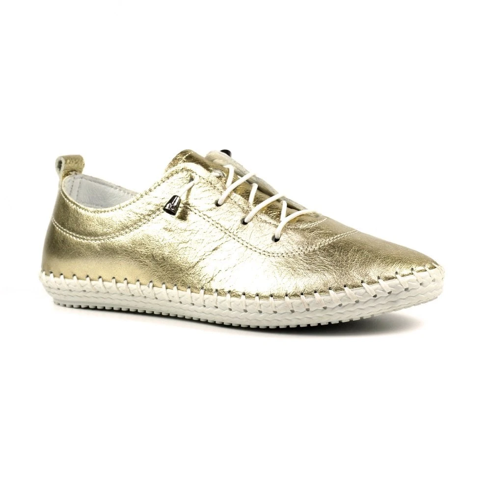 LUNAR St. Ives Metallic Gold Plimsoll 2 LUNAR St. Ives Metallic Gold Plimsoll - Image 2