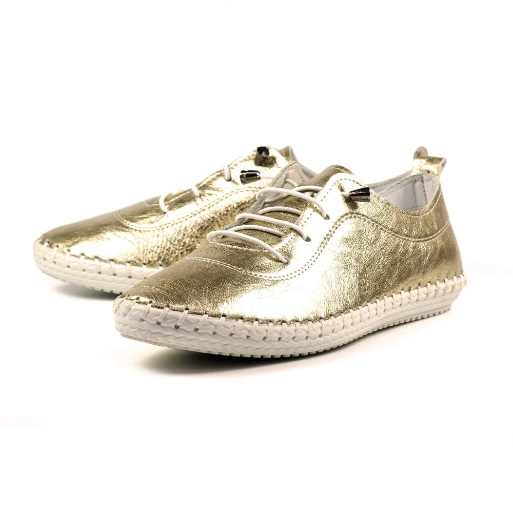 LUNAR St. Ives Metallic Gold Plimsoll 6 LUNAR St. Ives Metallic Gold Plimsoll - Image 6