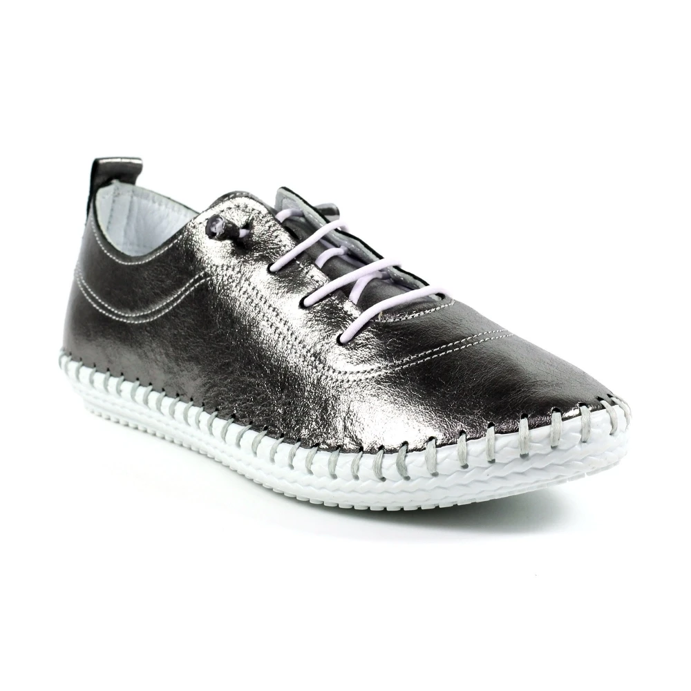LUNAR St. Ives Metallic Pewter Plimsoll 3 LUNAR St. Ives Metallic Pewter Plimsoll - Image 3