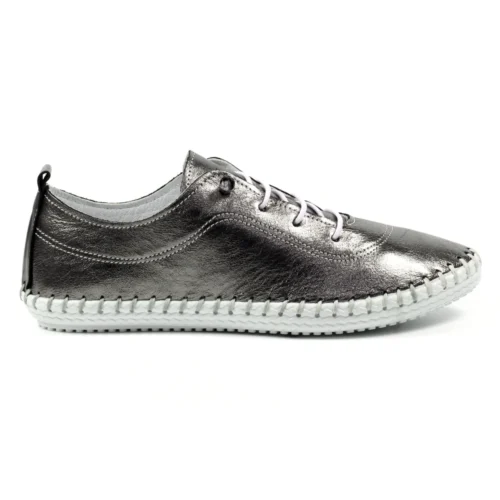LUNAR St. Ives Metallic Pewter Plimsoll