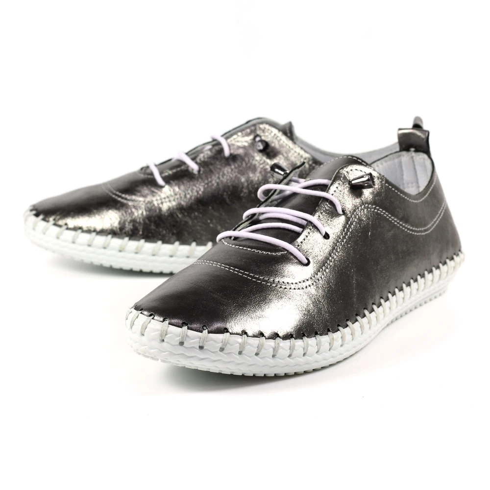 LUNAR St. Ives Metallic Pewter Plimsoll 7 LUNAR St. Ives Metallic Pewter Plimsoll - Image 7