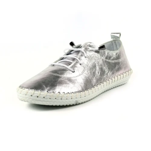 LUNAR St. Ives Metallic Silver Plimsoll -Slipper Supply Store st ives metallic silver plimsoll p6341 373627 image