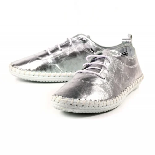 LUNAR St. Ives Metallic Silver Plimsoll -Slipper Supply Store st ives metallic silver plimsoll p6341 373645 image