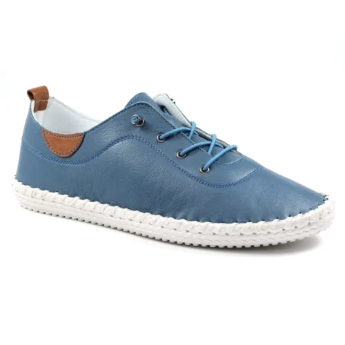 LUNAR St. Ives Mid Blue Leather Plimsoll -Slipper Supply Store st ives mid blue leather plimsoll p5925 355172 image