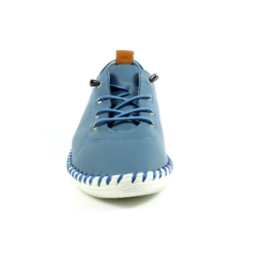 LUNAR St. Ives Mid Blue Leather Plimsoll -Slipper Supply Store st ives mid blue leather plimsoll p5925 355196 image