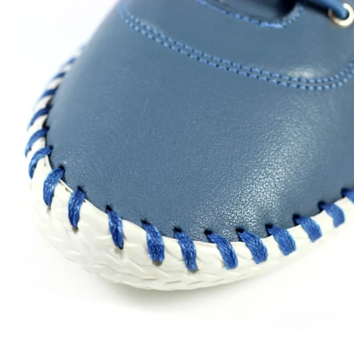 LUNAR St. Ives Mid Blue Leather Plimsoll -Slipper Supply Store st ives mid blue leather plimsoll p5925 355208 image