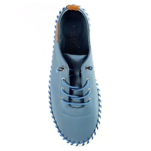 LUNAR St. Ives Mid Blue Leather Plimsoll -Slipper Supply Store st ives mid blue leather plimsoll p5925 355214 image