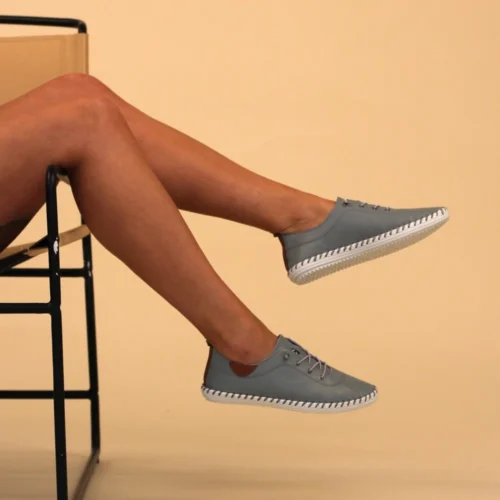 LUNAR St. Ives Mid Blue Leather Plimsoll -Slipper Supply Store st ives mid blue leather plimsoll p5925 372161 image