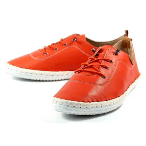 LUNAR St. Ives Orange Leather Plimsoll -Slipper Supply Store st ives orange leather plimsoll p5922 355088 image