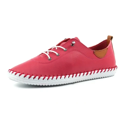 LUNAR St. Ives Raspberry Leather Plimsoll -Slipper Supply Store st ives raspberry leather plimsoll p5690 372431 image
