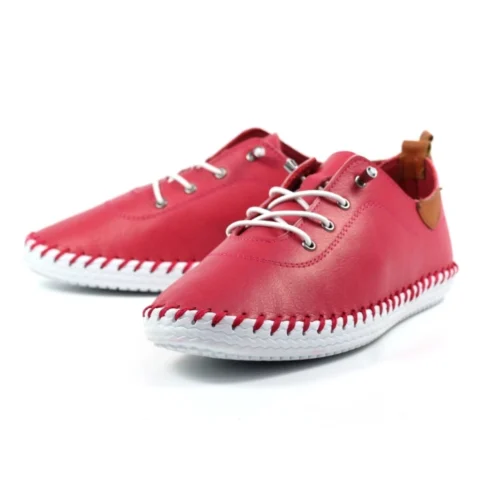 LUNAR St. Ives Raspberry Leather Plimsoll -Slipper Supply Store st ives raspberry leather plimsoll p5690 372449 image