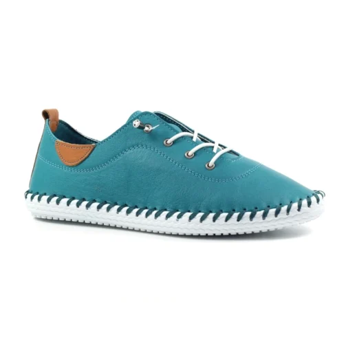 LUNAR St. Ives Teal Leather Plimsoll -Slipper Supply Store st ives teal leather plimsoll p6289 372275 image