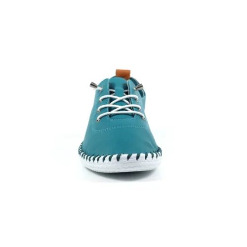 LUNAR St. Ives Teal Leather Plimsoll -Slipper Supply Store st ives teal leather plimsoll p6289 372293 image
