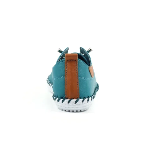LUNAR St. Ives Teal Leather Plimsoll -Slipper Supply Store st ives teal leather plimsoll p6289 372299 image