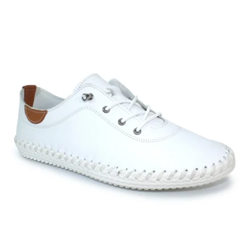 LUNAR St. Ives White Leather Plimsoll 8 LUNAR St. Ives White Leather Plimsoll -Slipper Supply Store st ives white leather plimsoll p5918 354980 image